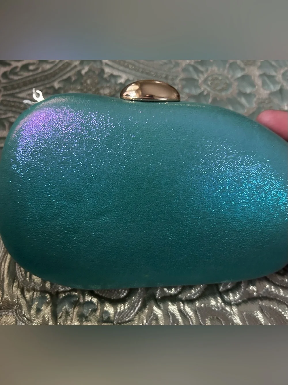 Dolce Vita Teal Hardshell Clutch with Gold Accent